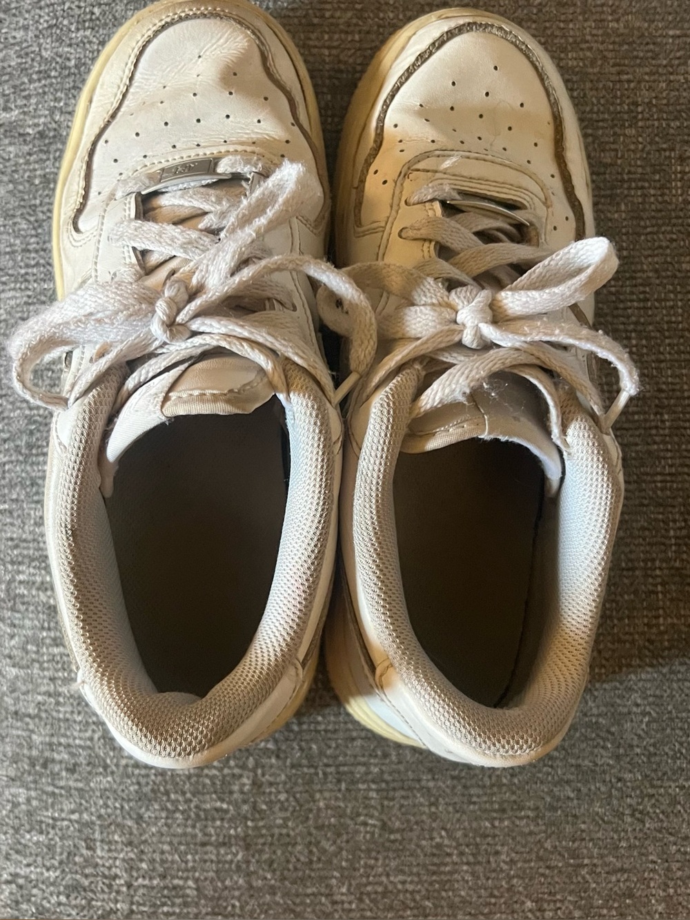 Kids  NIKE Air-Force…White Lace-Up Athletic Shoes